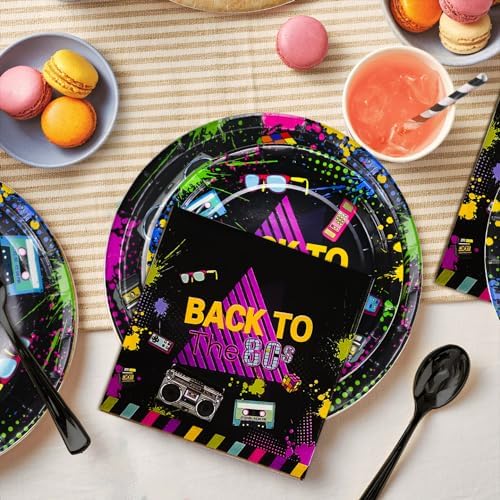 80s Theme Party Tableware 24Pcs Set