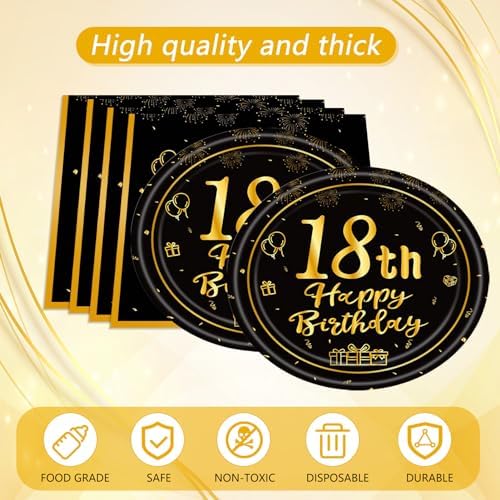 41PCS Happy 18th Birthday Decor Tableware Set