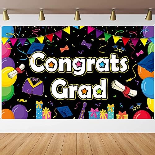 Colorful Preschool Graduation Banner with Congrats Text