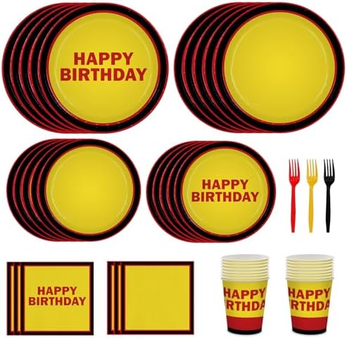 AURORAPARTY 150pcs Kids Birthday Party Plates Cups Napkins Forks Set