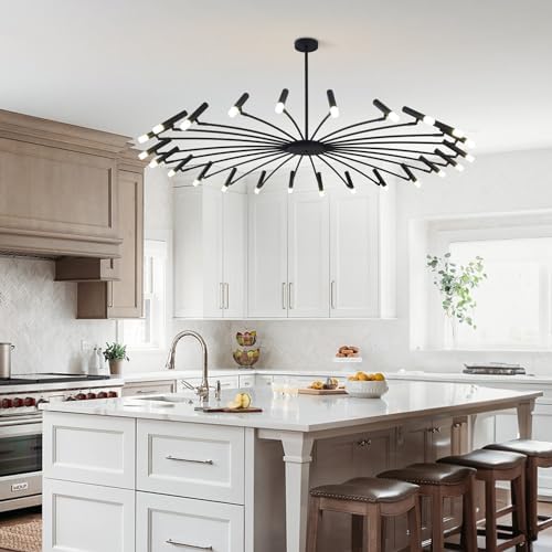 Extra Large Black Sputnik Chandelier for High Ceilings