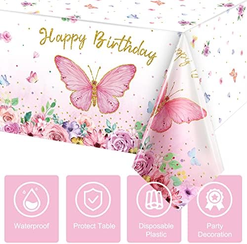 Tegeme Butterfly Birthday Tablecloth Set