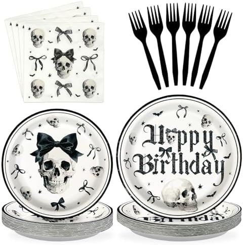 Grencian 96Pcs Happy Birthday Halloween Party Plate Set