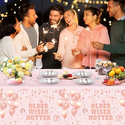 Oudain 3 Pcs Rose Gold Birthday Tablecloths