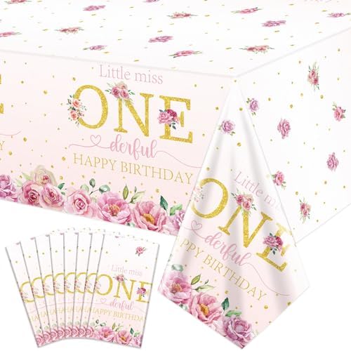 Miss Onederful 8 Pack Floral 1st Birthday Tablecloths 51x87