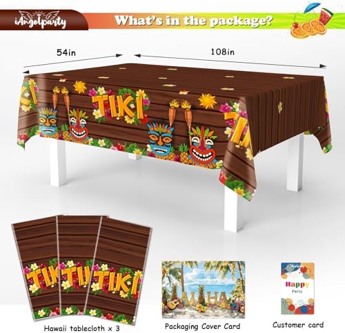 3Pcs Foil Tiki Tablecloths 54 x 108 Inches