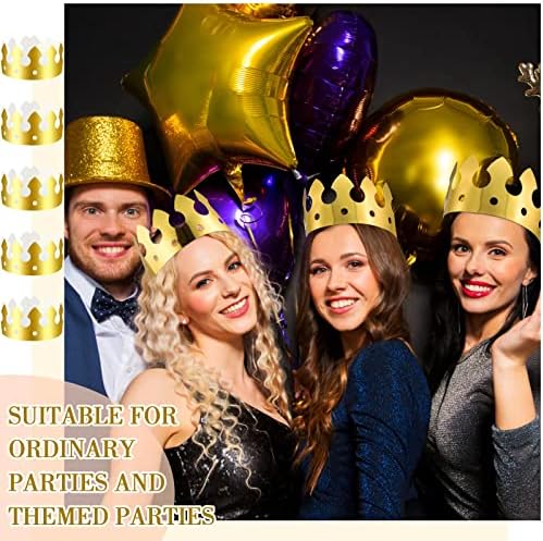 Crtiin 200 Pcs Gold Paper Crowns for Birthday Party Headwear