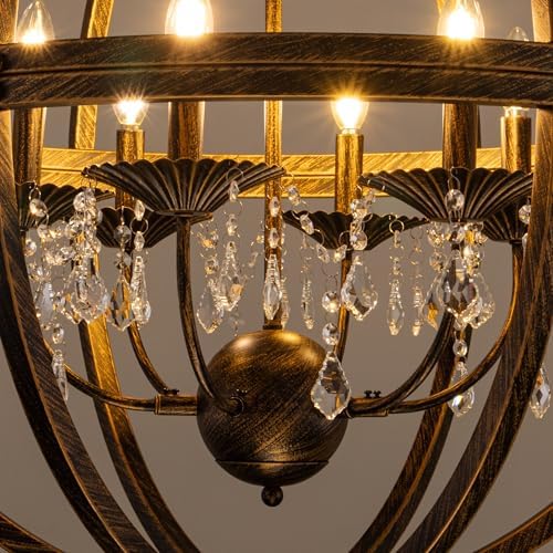 TOCHIC 30W Large Globe Orb Crystal Chandelier with 6 Lights