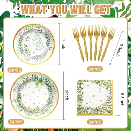 SCIONE 96Pcs Greenery Party Decorations for 24 Guests