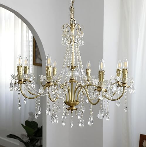 MORE CHANGE Luxury Gold Crystal Chandelier 8 Light