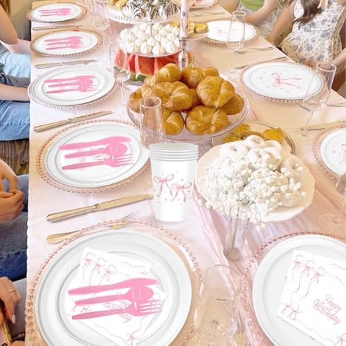 Pink Bow Party Decorations 170 Pcs Birthday Supplies Set