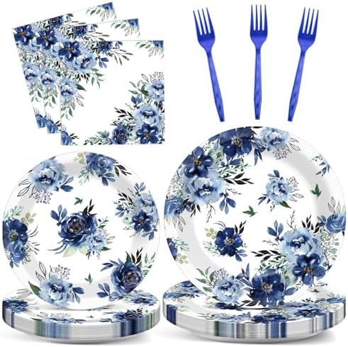 Peony Party Plates Napkins Tableware Set for 24 Guests