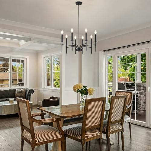 ZUYURT 8 Light Black Chandelier for Modern Farmhouse Dining Room