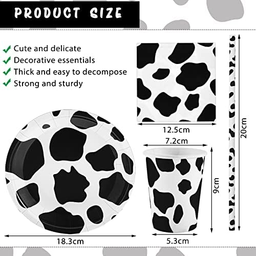 Lewtemi 100 Pcs Cow Print Party Tableware Set