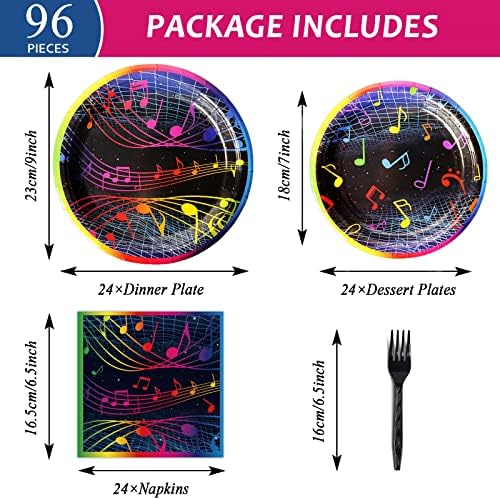 Music Notes Party Plates Napkins Set for 24 Guests