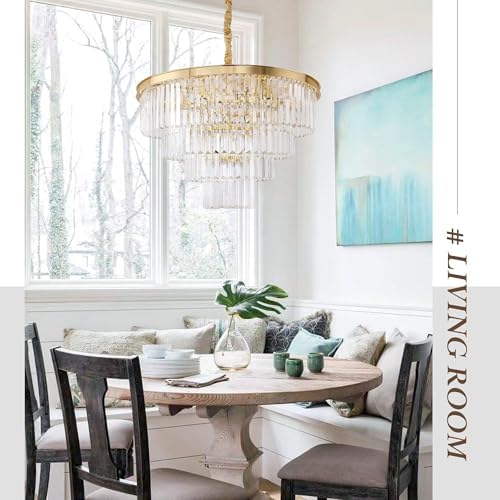 Gold Plated Crystal Chandelier 4-Tier Dining Room Light