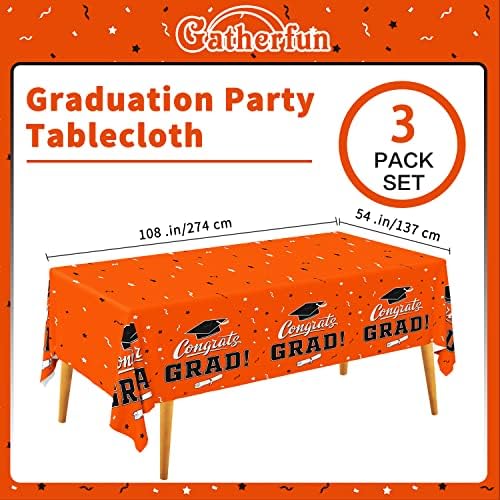 Graduation Party Decorations Orange Tablecover 3pcs 54x108