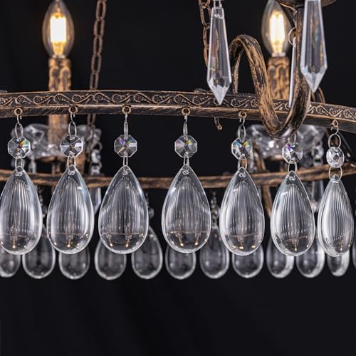TOCHIC Crystal Chandelier 8 Lights Farmhouse Pendant
