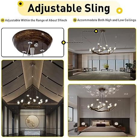 Modern Glass Globe Chandelier with 12 Lights and Adjustable Hanging Chain