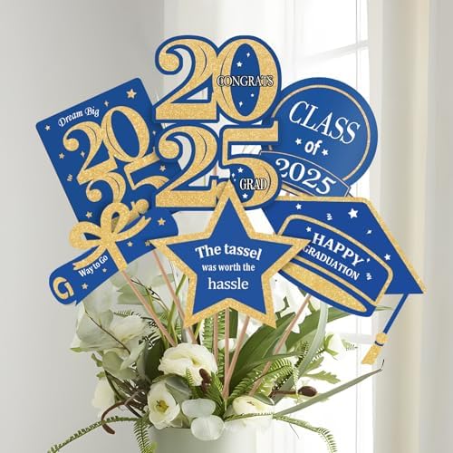 ORIENTAL CHERRY Graduation Centerpieces 30 Pack Blue Gold Decorations