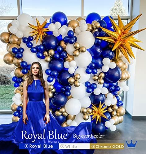Royal Blue and Gold Balloon Garland Arch Kit 156Pcs