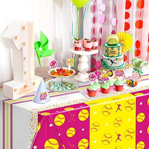 Rumia 3 Pcs Softball Tablecloth for Birthday Party