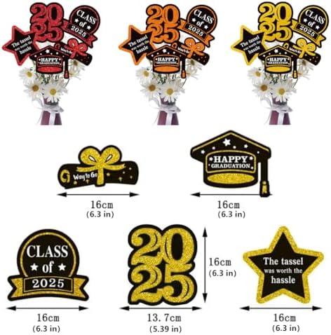 2025 Graduation Decor Centerpiece Sticks Red Black