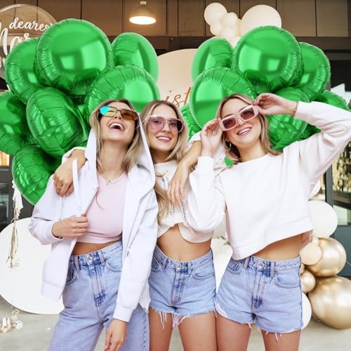 20PCS Green Round Foil Balloons for Party Decorations