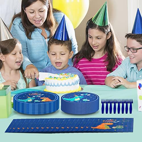 96 Pc Dinosaur Party Tableware Set for 24 Guests