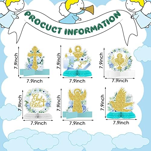 10 Pcs Light Blue Baptism Centerpieces with Glitter