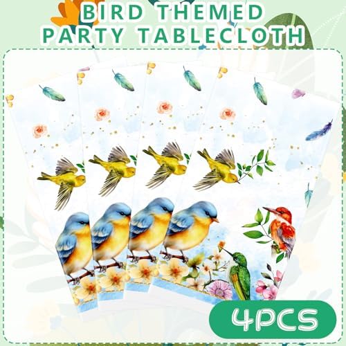 4 Pack Hummingbird Tablecloths Rectangular Covers for Party Decor