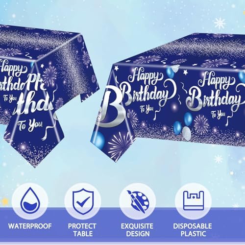 41 Piece Birthday Decor Set with Blue Tableware