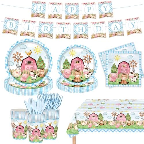 122PCS Farm Animal Party Supplies for 20 Guests