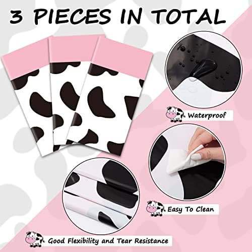 Whaline 3 Piece Pink Cow Print Table Cover Set