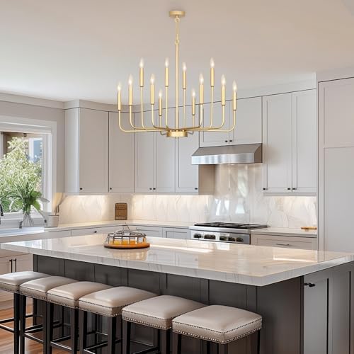 Gifarich 12-Light Gold Chandelier for Dining Room