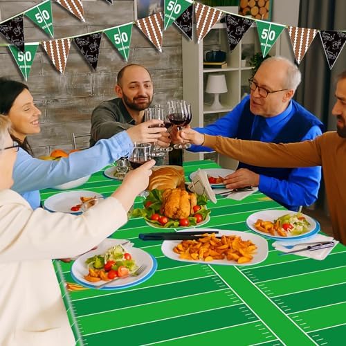 Football Tablecloth 2 Pack 54x108 Touchdown Table Cover for Parties