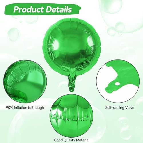 20PCS Green Round Foil Balloons for Party Decorations