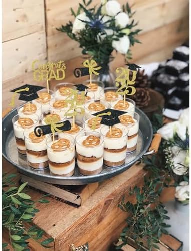 24Pcs Graduation Cupcake Toppers Gold 1