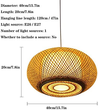 Bamboo Weave Chandelier with Fabric Lampshade