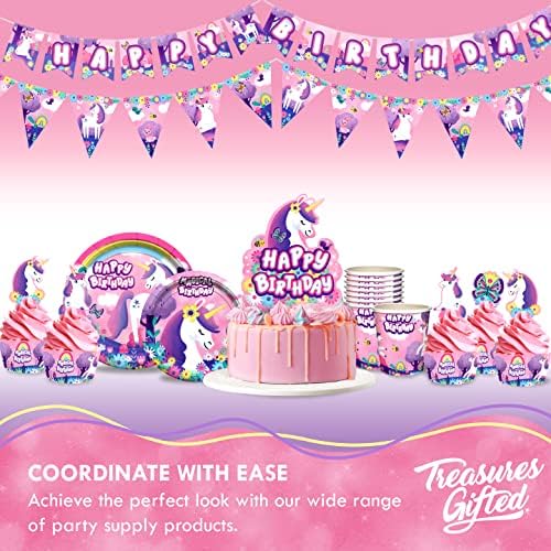 Treasures Gifted 7in Rainbow Unicorn Party Plates 16ct