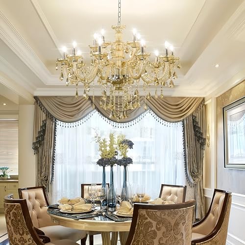 Durahonn 15 Light Cognac Crystal Chandelier