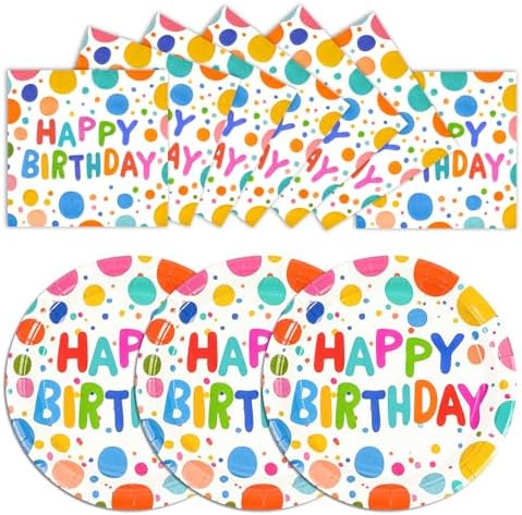 40PCS Happy Birthday Plates and Napkins Set
