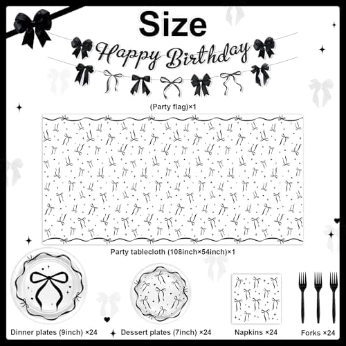 Lecheme Black Bow Birthday Decorations Set