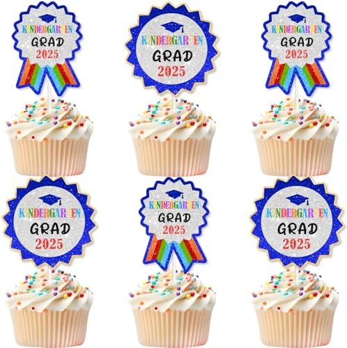 2025 Kindergarten Graduation Cupcake Toppers Set