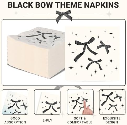100 Pcs Black Bow Party Decorations Set