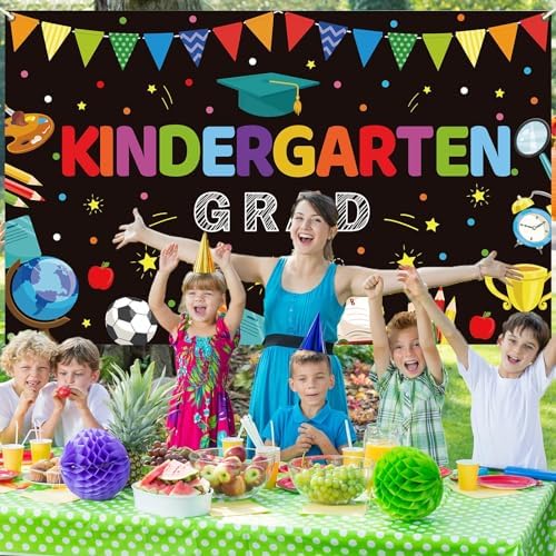 Kindergarten Graduation Party Backdrop Banner for Kids