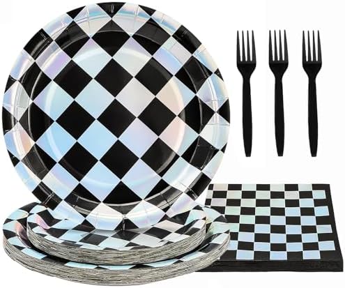 96 Pcs Race Car Party Plates Napkins Set for Kids Birthday