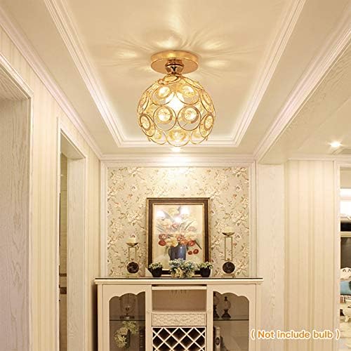 Gold Mini Chandelier Light Fixture with Crystal Shade