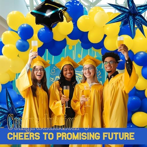 Kozeek Royal Blue Yellow Balloon Garland Arch Kit 150pcs