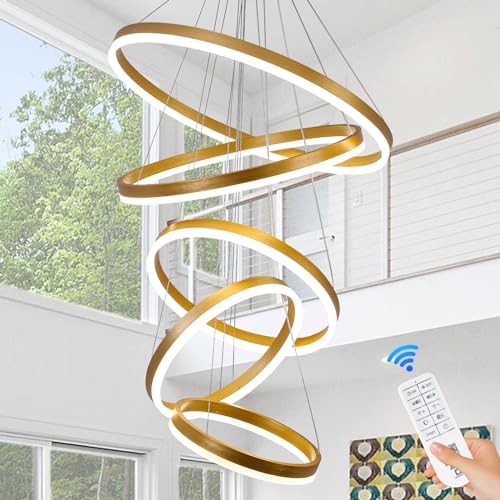 5-Rings Modern LED Chandelier Gold Dimmable with Remote Control